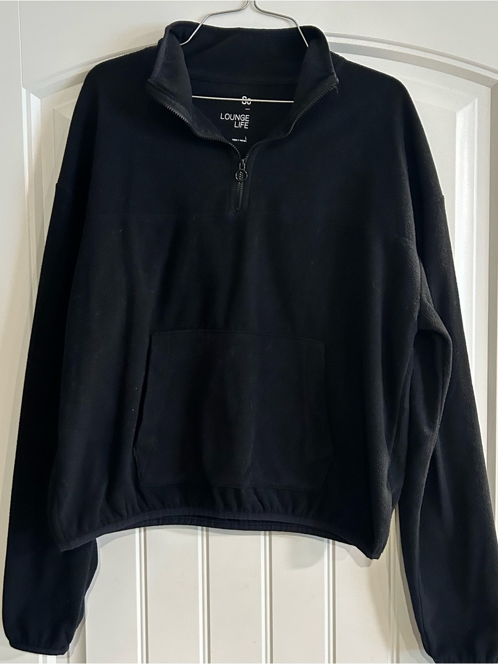 SO Black Half-Zip Fleece Pullover Sweatshirt